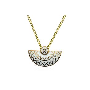 BISTEN320 - Collier acier PVD doré - email - 42+7cm - 