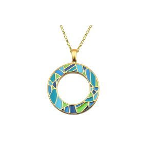 BISTEN329 - Collier acier PVD doré - email - 45+5cm - 