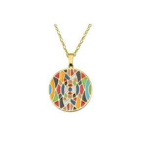 BISTEN332 - Collier acier PVD doré - email - 38+5cm - 