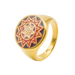 BISTER321 - Bague acier PVD doré - email - Taille 52 à 60 - 