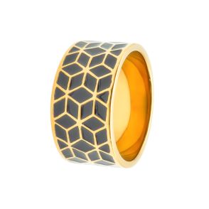 BISTER322 - Bague acier PVD doré - email - Taille 52 à 60 - 