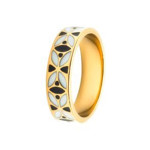 BISTER323 - Bague acier PVD doré - email - Taille 52 à 60 - 