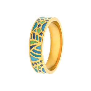 BISTER324 - Bague acier PVD doré - email - Taille 52 à 60 - 