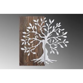 SM1104 - SCULPTURE MURALE BOIS/METAL RONDE ARBRE - BEAUX-ARTS